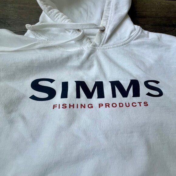Simms Fishing Hoodie Pockets Warm Soft Utility Workout Casual Gym Cotton Poly - Picture 7 of 8